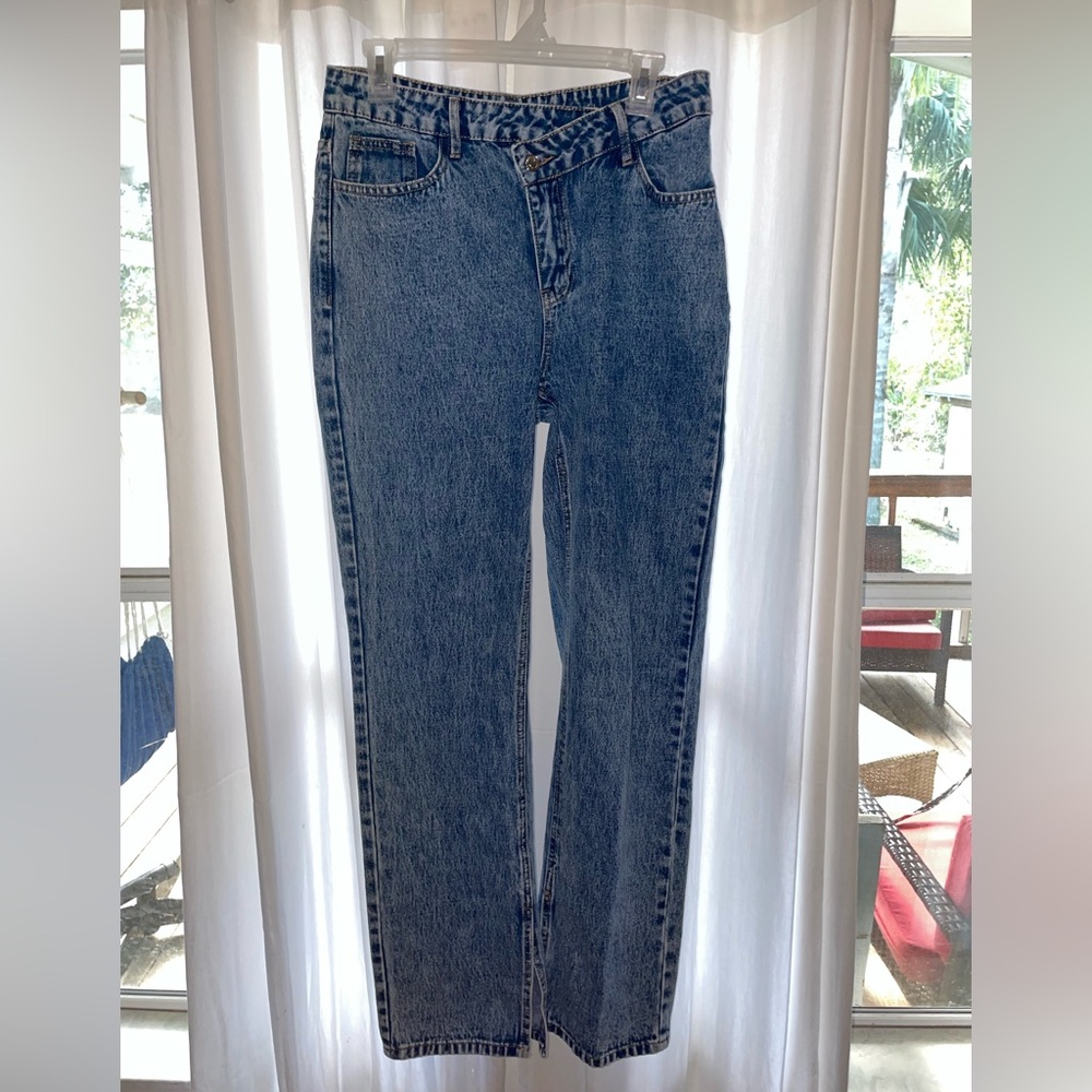 Shein Asymmetrical Waist Straight Leg Jeans
